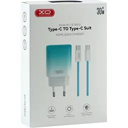 Комплект зарядного пристрою XO CE18 1Type-C PD/QC 30W Type-C to Type-C Blue - мініатюра 2