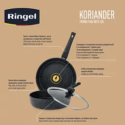 Сковорода RINGEL Koriander 28 см з кришкою глибока прямі борти гранітне покриття ㅤ ㅤ - мініатюра 4