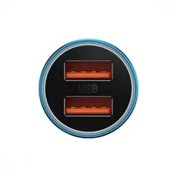 Автомобільний зарядний пристрій Baseus Golden Contactor Max Dual 60W USB + USB blue (CGJM000003) - мініатюра 4