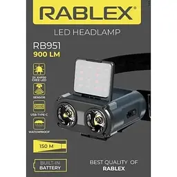 Ліхтар налобний Rablex RB 951 LED акумуляторний 5 режимів роботи - мініатюра 4