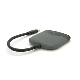Хаб Voltronic Type-C(тато) пластиковий, HDMI(мама)+USB3.0(мама)+PD(мама), 23cm, Black - мініатюра 3