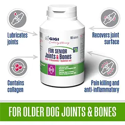 Вітамінно-мінеральна добавка Gigi For Senior Joints & Bones для зміцнення та відновлення суглобів у собак похилого віку 90 таблеток (GIG43025) - мініатюра 2