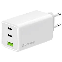 Зарядний пристрій ColorWay C101B GaN Mini 100 Вт PD PPS 2xUSB-C + USB-A білий (CW-CHS061PD-WT)