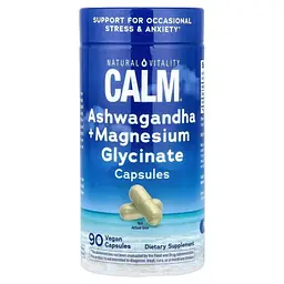 Ашваганда та магній гліцинат Natural Vitality MAXCALM Ashwagandha + Magnesium Glycinate 90 веганських капсул