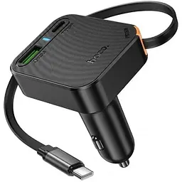 АЗП Hoco NZ18 Guardian PD65W with retractable cable (1USB-A/2C) Black