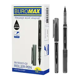 Набір гелевих ролерів Buromax, 12 шт., 0.5 мм, чорний, BM.8322-02