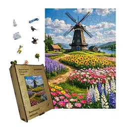 Дерев'яний фігурний пазл puzzlean Заміський пейзаж, А3, Картонна коробка 200 елементів