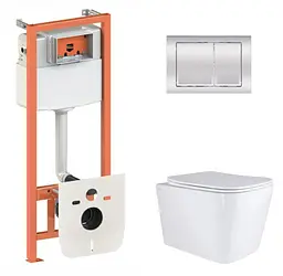 Набір Qtap Nest 4 в 1 підвісний унітаз Tern Ultra Quiet 525x345x360 + комплект інсталяції QT17332303AW47506 - мініатюра 1