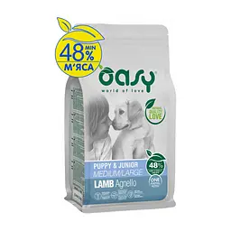 Сухий корм для собак OASY One Animal Protein PUPPY Medium/Large з ягням 2.5 кг (8053017348490)
