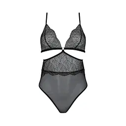 Боді Passion AMBERLY BODY 6XL/7XL black, асиметричний крій, мереживний ліф, золота нитка - мініатюра 3