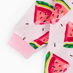 Чоловічок кулірний Кавунчик для дітей зріст 74 см (6 - 9 місяців) Malena Рожевий з принтом - мініатюра 3