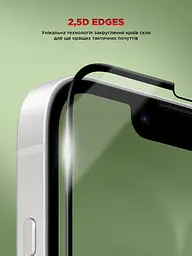 Захисне скло для Apple iPhone 13/13 Pro/14/16e, Corning Black Icon, преміум якість, протиударне, загартоване, 2.5D скло, глянцеве, 9H, ультратонке, з олеофобним покриттям, з антистатичним шаром, сумісність з чохлами, ArmorStandart (ARM79553) - мініатюра 9