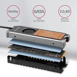 Радіатор з вентилятором для накопичувачів AXAGON CLR-M2FAN heatsink for M.2 SSD - мініатюра 6