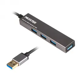 Разветвитель-хаб 4xUSB 3.0 Type-A на 4 порта Maxxter HU3A-4P-02, металл - мініатюра 1