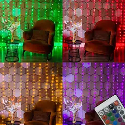 Гірлянда штора роса 3х3 RGB Niki Light роса від юсб роса на пульті завіса 300 LED різнокольорова 16 кольорів