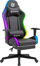 Кресло игровое Defender Watcher, 60мм, Класс 4, RGB ПУ, черное