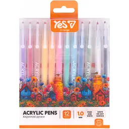 Ручки акрилові Yes Orange Line набір у PET пакуванні 12 шт. (412310)