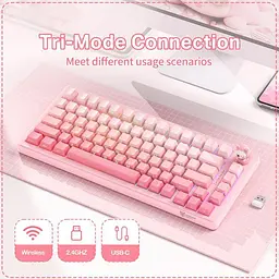 Клавіатура Onikuma ігрова бездротова з підсвіткою RGB Bluetooth до 500 годин роботи Геймерська рожевий - мініатюра 5