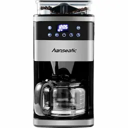 Hanseatic кавоварка з кавомолкою HCMG105015SD, кавник 1,5 л, паперовий фільтр, 1x4, з ЖК-дисплеєм та таймером - мініатюра 2