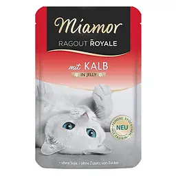 Вологий корм для котів Miamor Ragout Royale mit Kalb МІАМОР ТЕЛЯТИНА шматочки в желе беззерновий повнораційний, пауч 100г