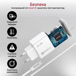 Зарядний пристрій Promate 20 Вт PD Lightning + USB QC 3.0 (icharge-pdqc3.white) - мініатюра 8
