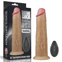 Вібратор реалістичний з ротацією Dual-Layered Silicone Rotator 8" LoveToy тілесний