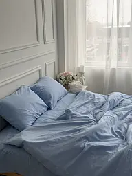 Постільна білизна євро Dushka Home Варена бавовна преміум 21678 200х220 см блакитна - мініатюра 4
