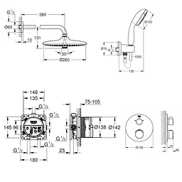 Душова система прихованого монтажу Grohe Grohtherm 34614SC5, Хром - мініатюра 2