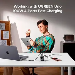Зарядний пристрій 4xUSB 100W (3xUSB-C+USB-A) Gan Robot tech Fast Charger Сірий X688 Ugreen (45515B) - мініатюра 4