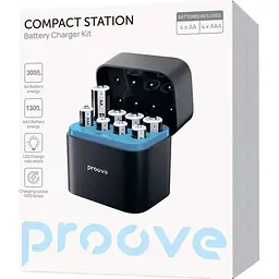 Зарядний пристрій Proove Compact Station + 4 АКБ AAA 3000 mWh + 4 АКБ АА 1300 mWh Black (RBCS00000001) [160080] - мініатюра 2