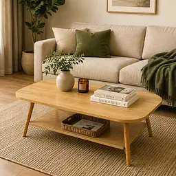 Столик журнальний кавовий овальний з полицею SW-00003363 120x60x41.5 см Wood Brown - мініатюра 9