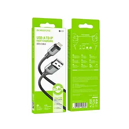 Кабель для заряджання USB Borofone BX101 Creator USB-Lightning 2.4A 1 м Чорний - мініатюра 3