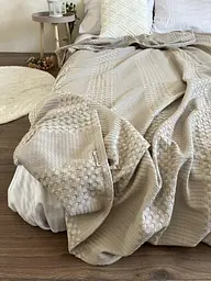Покривало Zeintex Марокко вафельне бавовняне сіро-бежеве 230х300 см - мініатюра 8