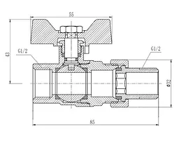 Кран кульовий Thermo Alliance "Американка" Forte 1/2" ВЗ прямий, метелик SF220W15 - мініатюра 4