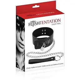 Нашийник з повідцем Fetish Tentation PadLock and Leash - мініатюра 2