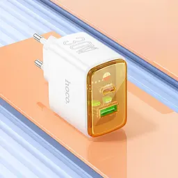 Зарядний пристрій Hoco CS42A USB/ Type-C PD 30W QC білий + кабель Type-C to Lightning - мініатюра 2