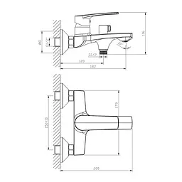 Змішувач для ванни Haiba Troya 009 Euro HB9661, Хром - мініатюра 3