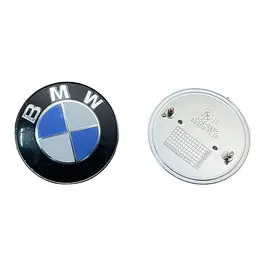 Емблема капота Bmw 82мм синя з білим пластик+Метал (на 2 штифтах) OEM 51148132375 - мініатюра 2