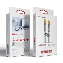 Кабель ArmorStandart AT-C1T USB Type-C to USB Type-C transparent 100W 1m Grey (ARM75871) - мініатюра 2