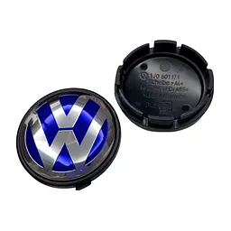 Ковпак колеса Volkswagen синій срібний пластик 1 шт 56 мм OEM 1j0601171 (ковпачок, заглушка)
