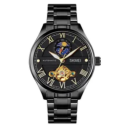 Чоловічий годинник скелетон Skmei M024 механічні (Чорні) - мініатюра 1