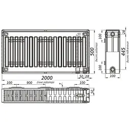 Радіатор сталевий Optimum 22 тип 500x2000 мм нижнє підключення (22037) - мініатюра 1