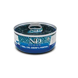 Вологий корм Farmina N&amp;D Grain Free OCEAN TUNA, COD, SHRIMP &amp; PUMPKIN для котів, беззерновий, тунець, креветка, тиква 70 г