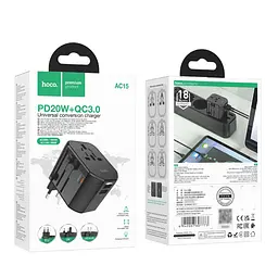 Зарядний пристрій Hoco AC15 2 USB/ Type-C 20W чорний - мініатюра 9