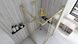 Душова кабіна Rea City 80x80 brushed gold REA-K6444, Золотий, Універсальна, прозорий, золотий - мініатюра 5