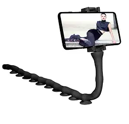 Гнучкий тримач для телефону з універсальними присосками UKC Cute Worm Lazy Holder чорний - мініатюра 5