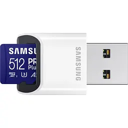 Карта пам'яті Samsung microSDXC PRO Plus 512GB Class 10 UHS-I U3 V30 A2 + USB Reader (MB-MD512SB/WW) [134223] - мініатюра 2