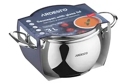 Каструля Ardesto зі скляною кришкою Gemini Liguria 3л нержавіюча сталь kuh0014761 - мініатюра 2