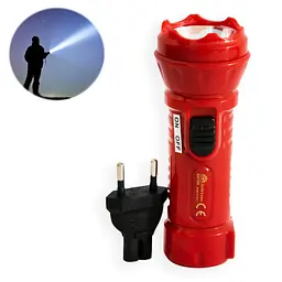 Ліхтар ручний Gold Kama 1W, акумуляторний, LED, з адаптером для зарядки, червоний - мініатюра 2