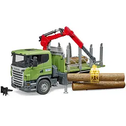 Трактор Bruder лісовоз Scania з краном та колодами, 1:16 (03524) - мініатюра 2